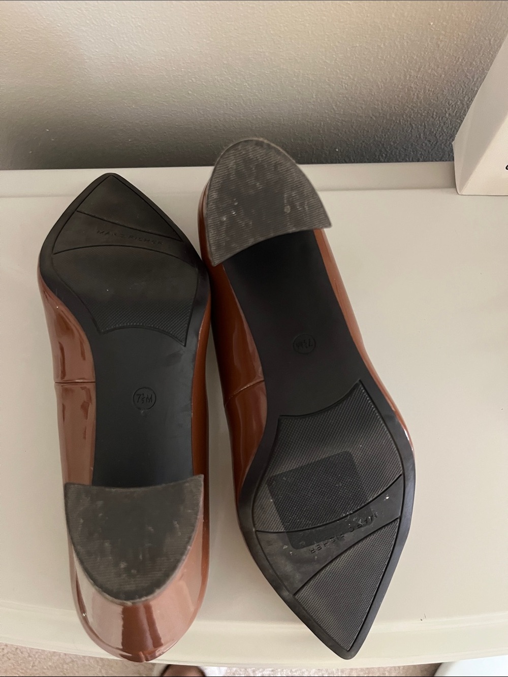 Marc Fisher Glossy Chestnut Pointed-Toe Pumps - Picture 7 of 9